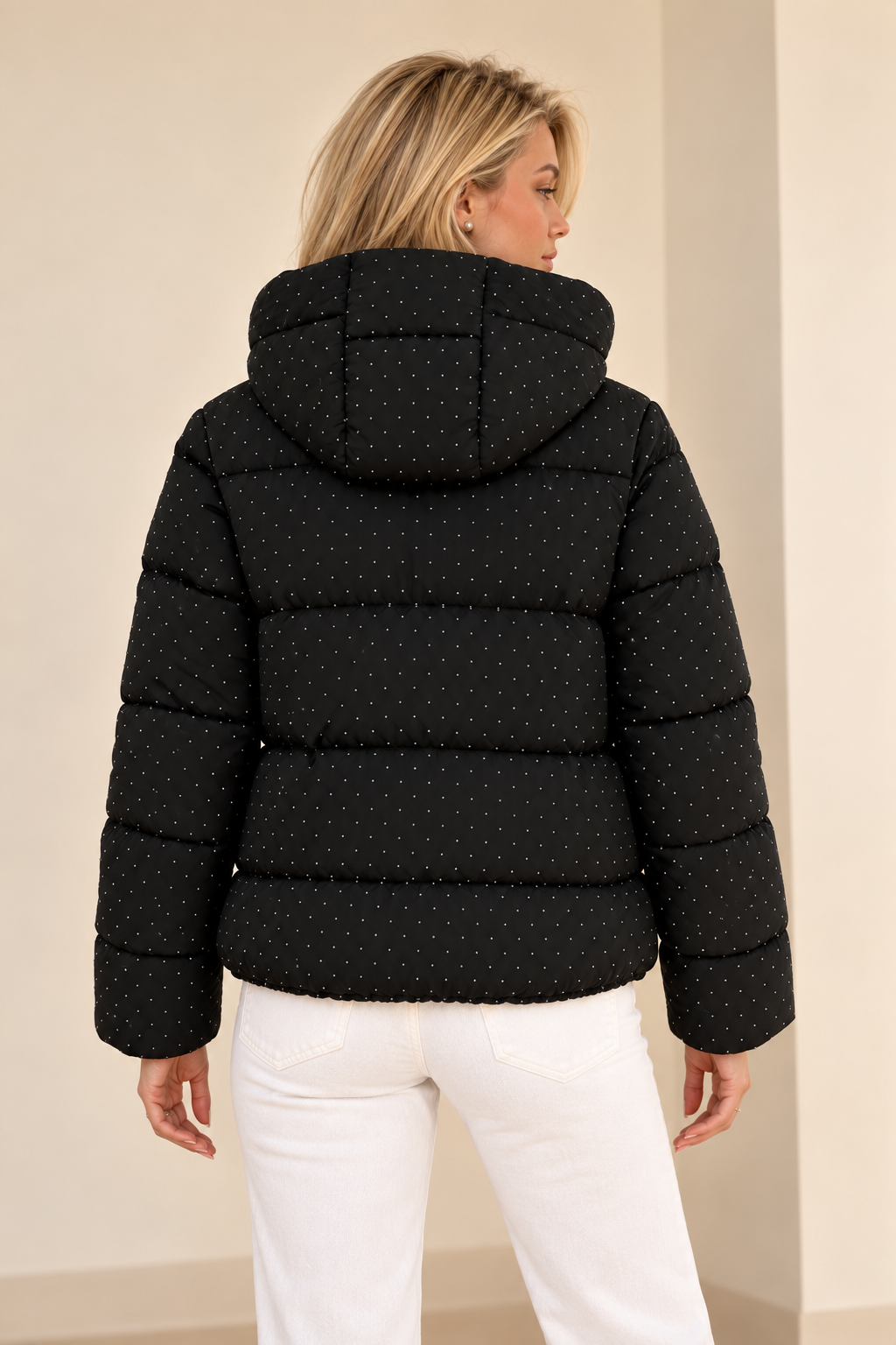 PR - Stone-Embellished Puffer Jacket with Special Filling