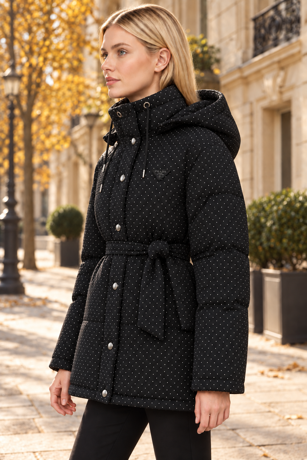 Stone-Embellished Puffer Jacket with Special Filling