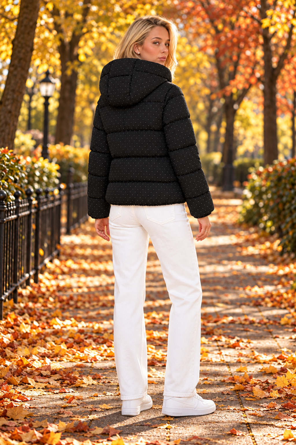 PR - Stone-Embellished Puffer Jacket with Special Filling