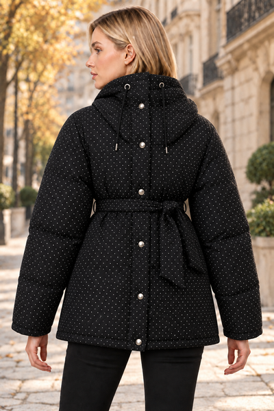 Stone-Embellished Puffer Jacket with Special Filling