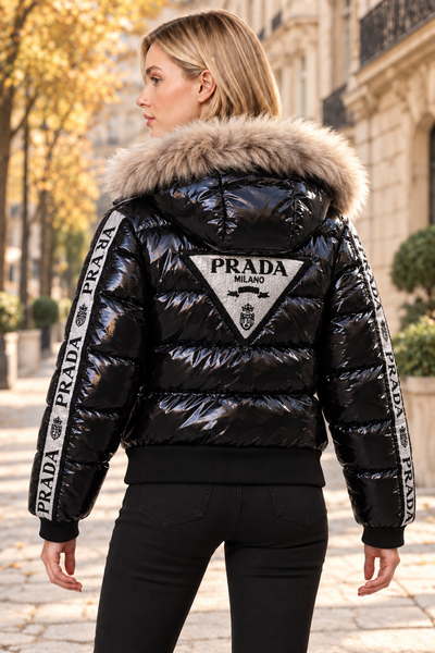 Quilted Stone-Studded Feathered Jacket