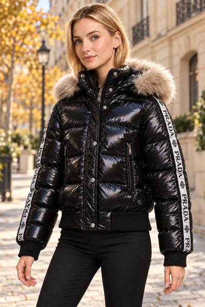 Quilted Stone-Studded Feathered Jacket