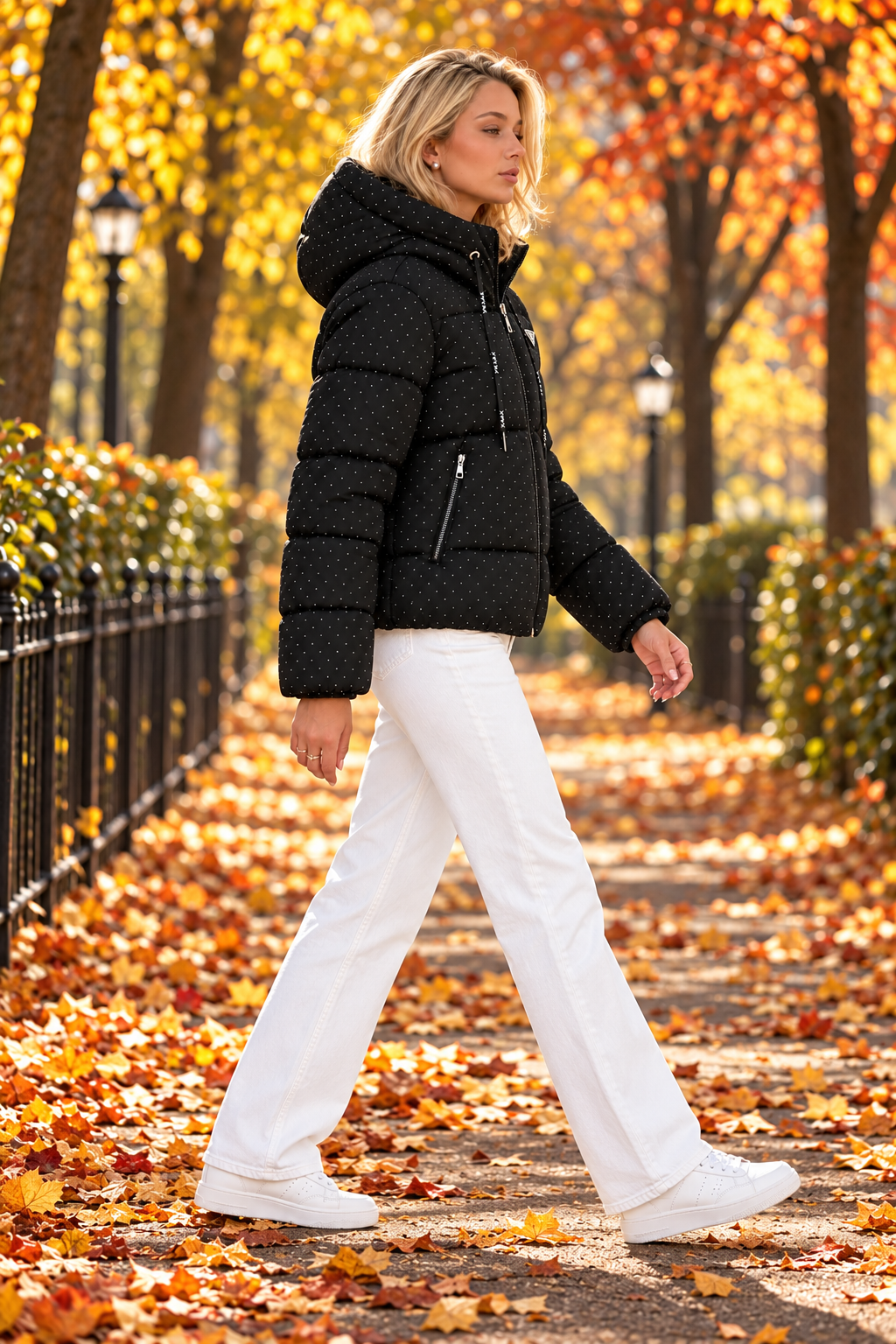 PR - Stone-Embellished Puffer Jacket with Special Filling
