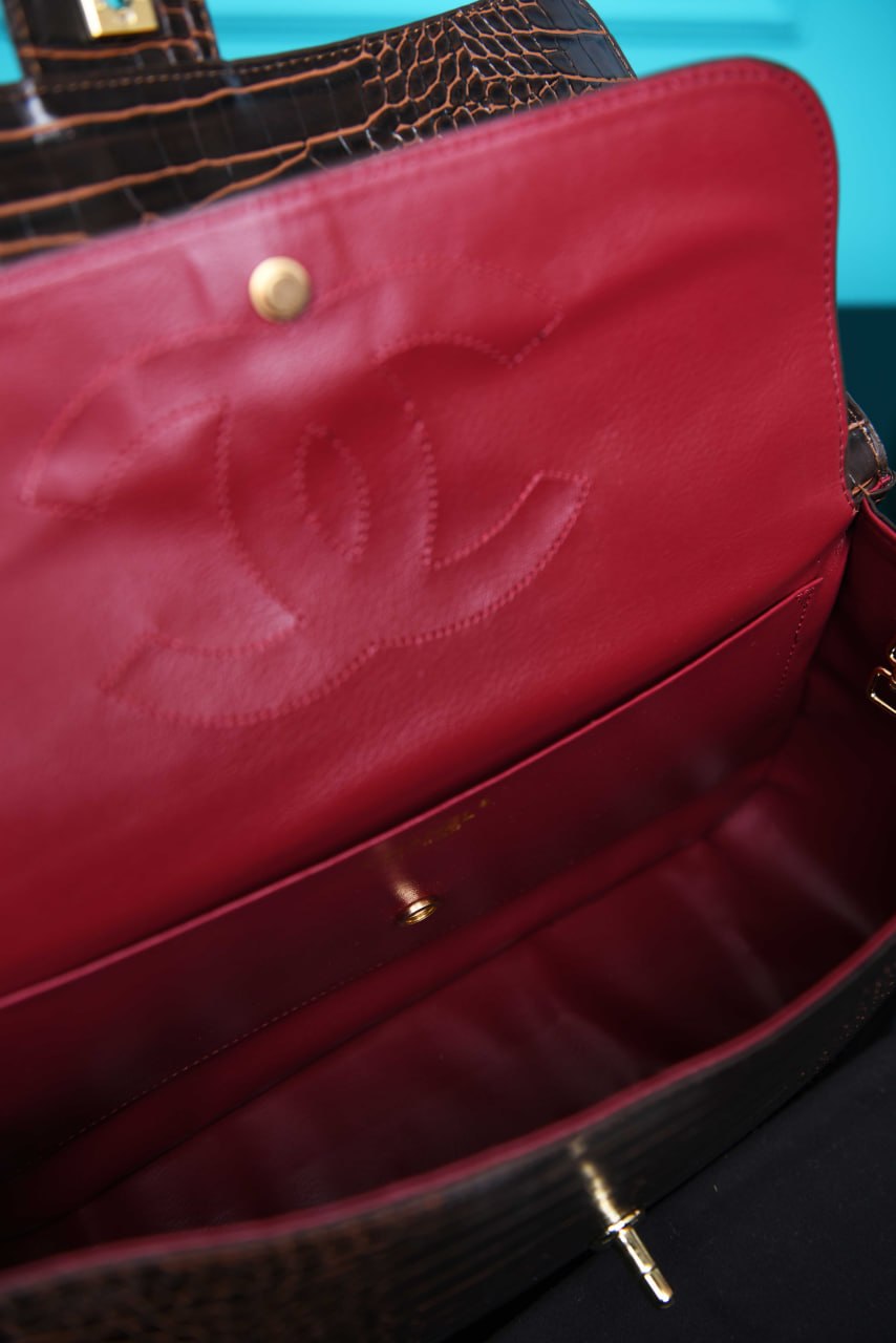 C - Maxi Flap Bag in Crocodile